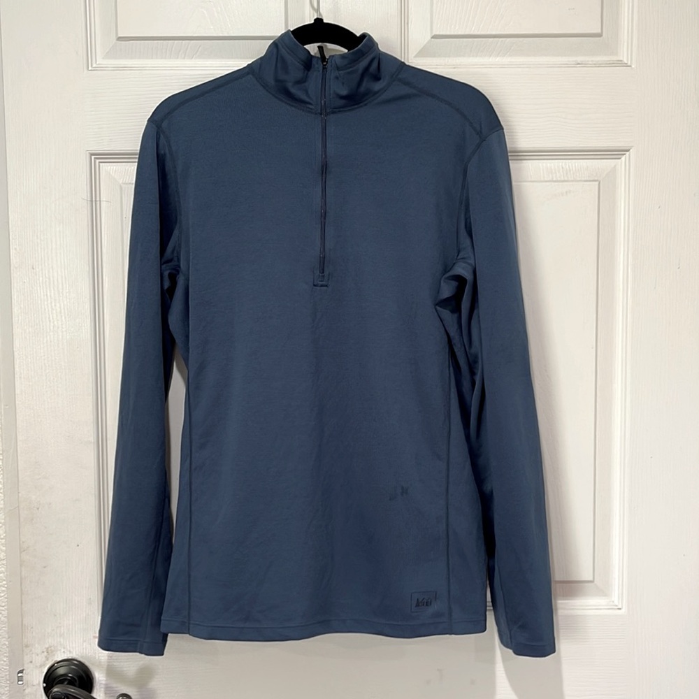 Blue REI 1/2 Zip Polartec Long Sleeve Pullover Shirt Size M Hiking Outdoor